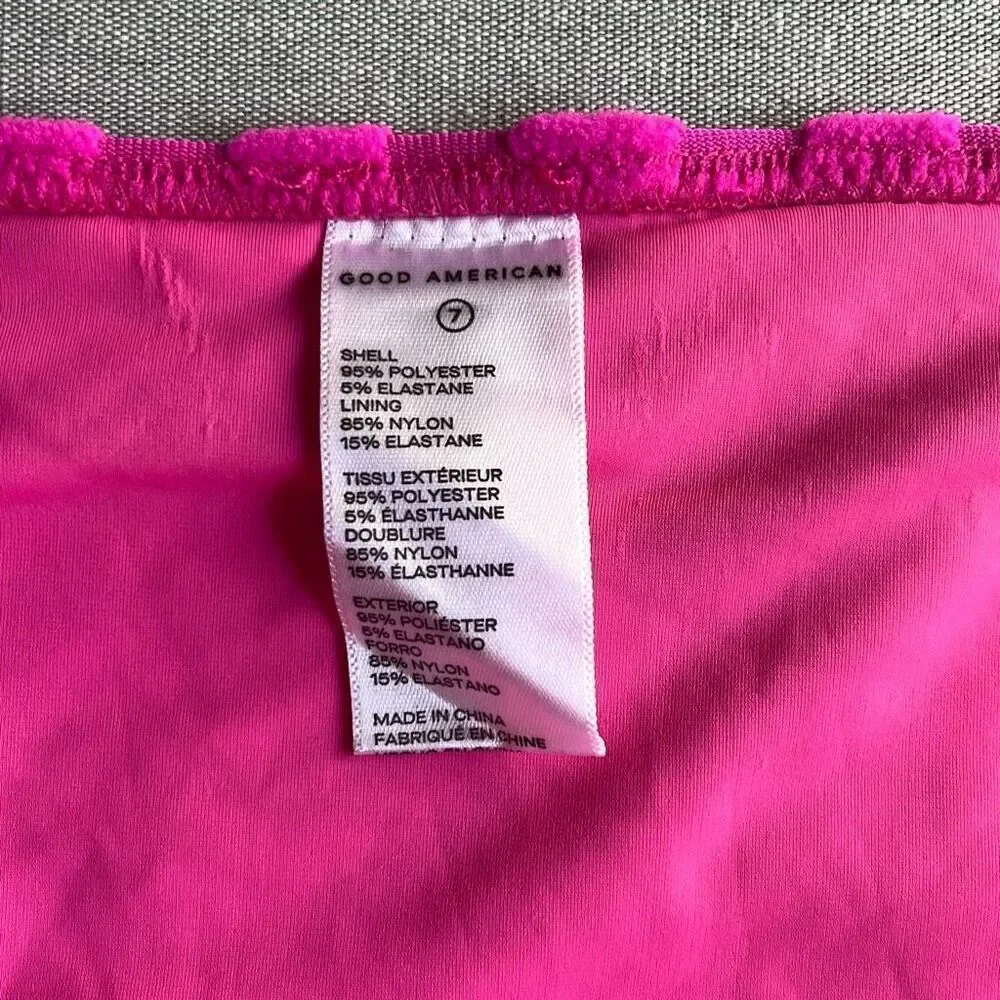 Good American 7 4X Plus‎ Bikini Bottom Hawaiian Pink Textured High Cut NWT Beach